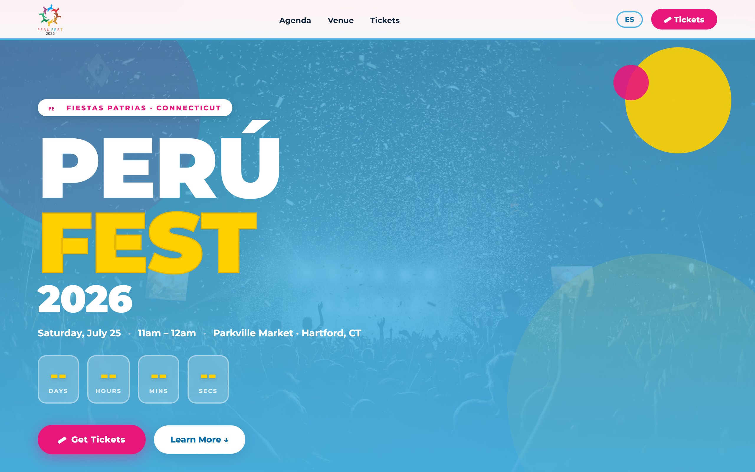 PerúFest 2026 website — bilingual festival site with ticket checkout